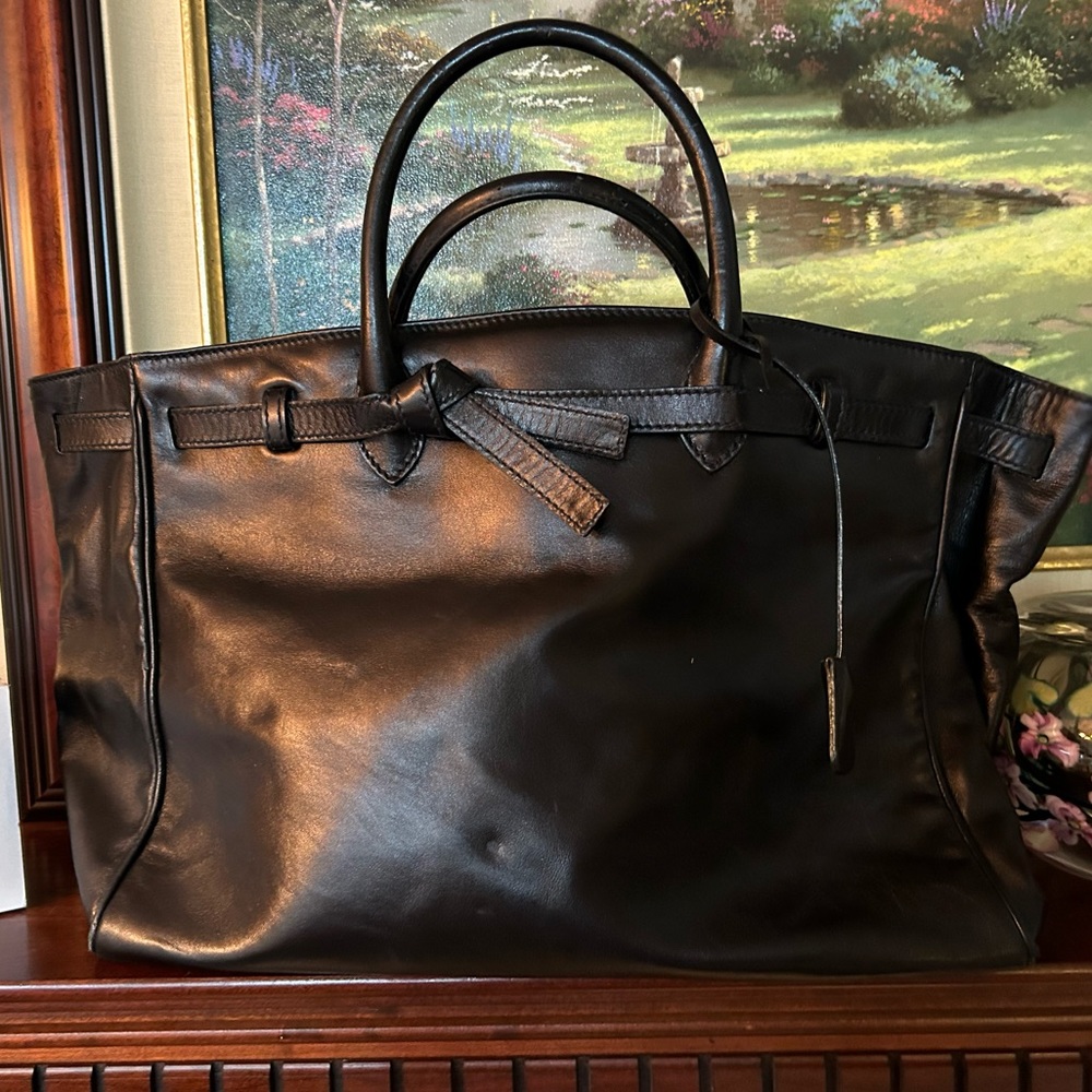 Stunning Black Leather Bamford Tote Bag Purse